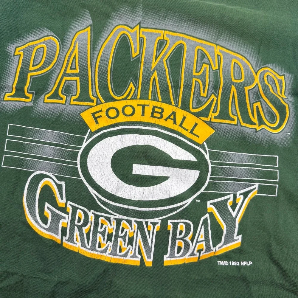 Vintage 1993 Green Bay Packers T Shirt Mens Medium Trench Ultra Green NFL USA